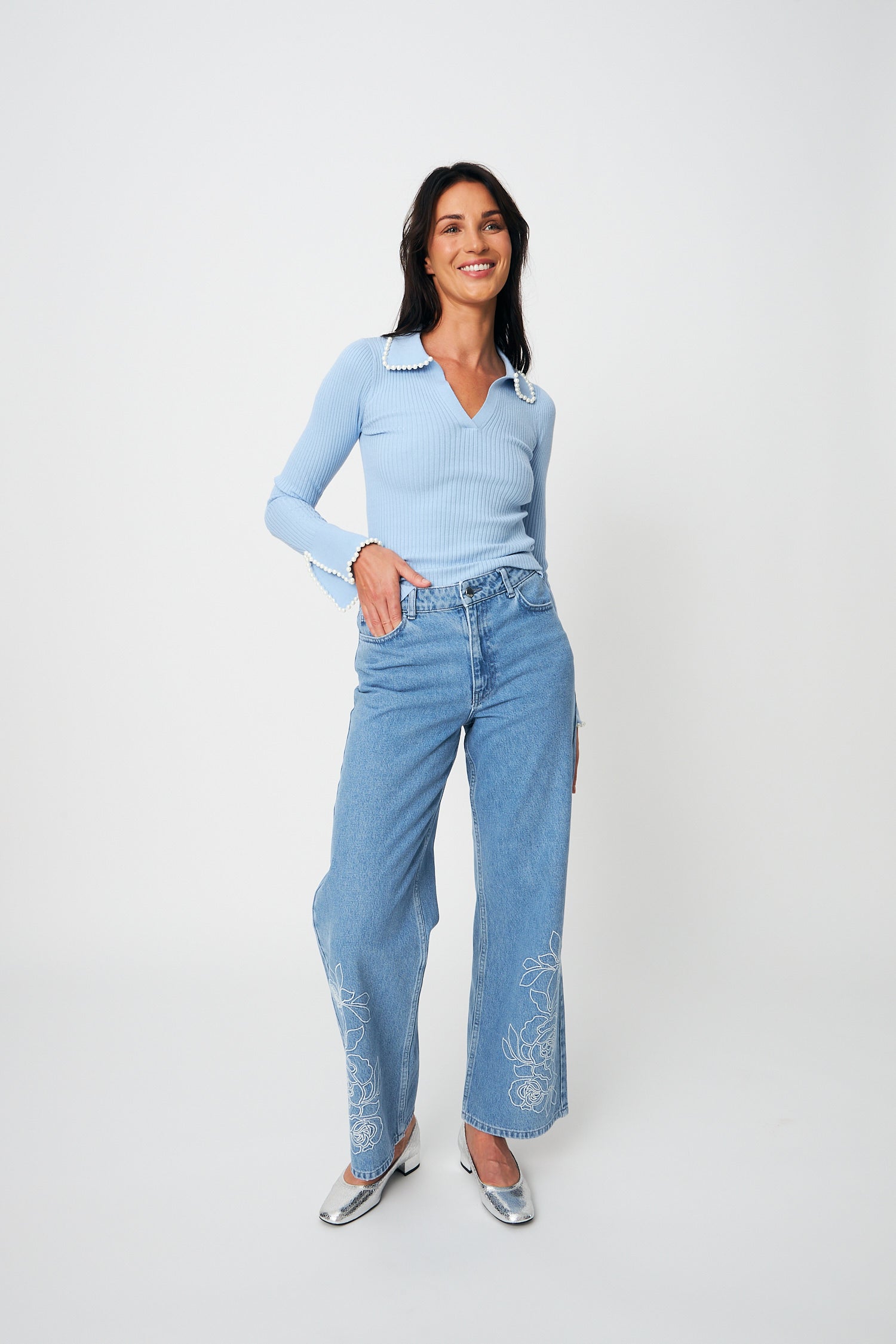 CRAS Alyssacras Blouse Knit 7033 Light blue