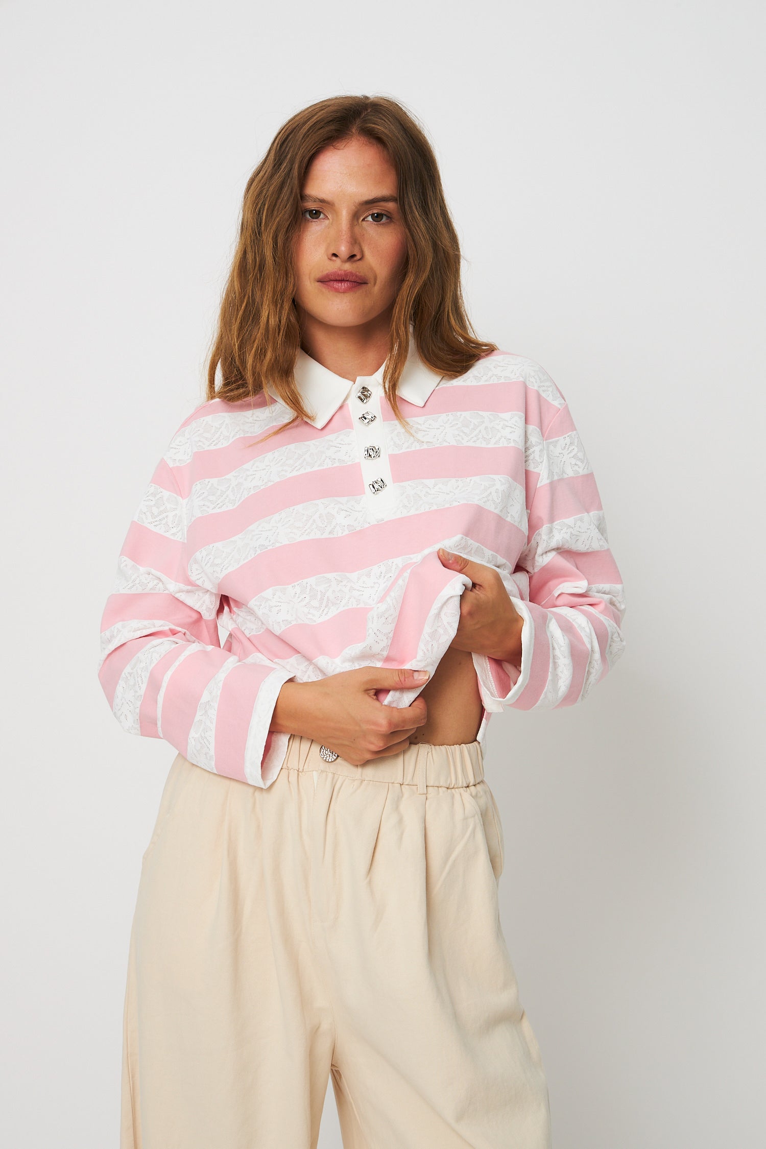 CRAS Beacras Blouse Blouse 8145 Rose Creme Stripe