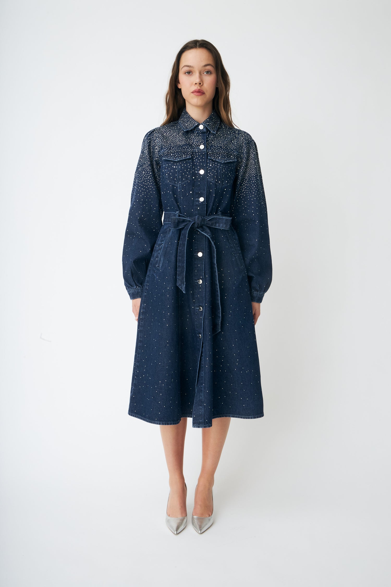 celine denim dress New S'Edge Celine denim tencel zip down dress with gold hardware size M