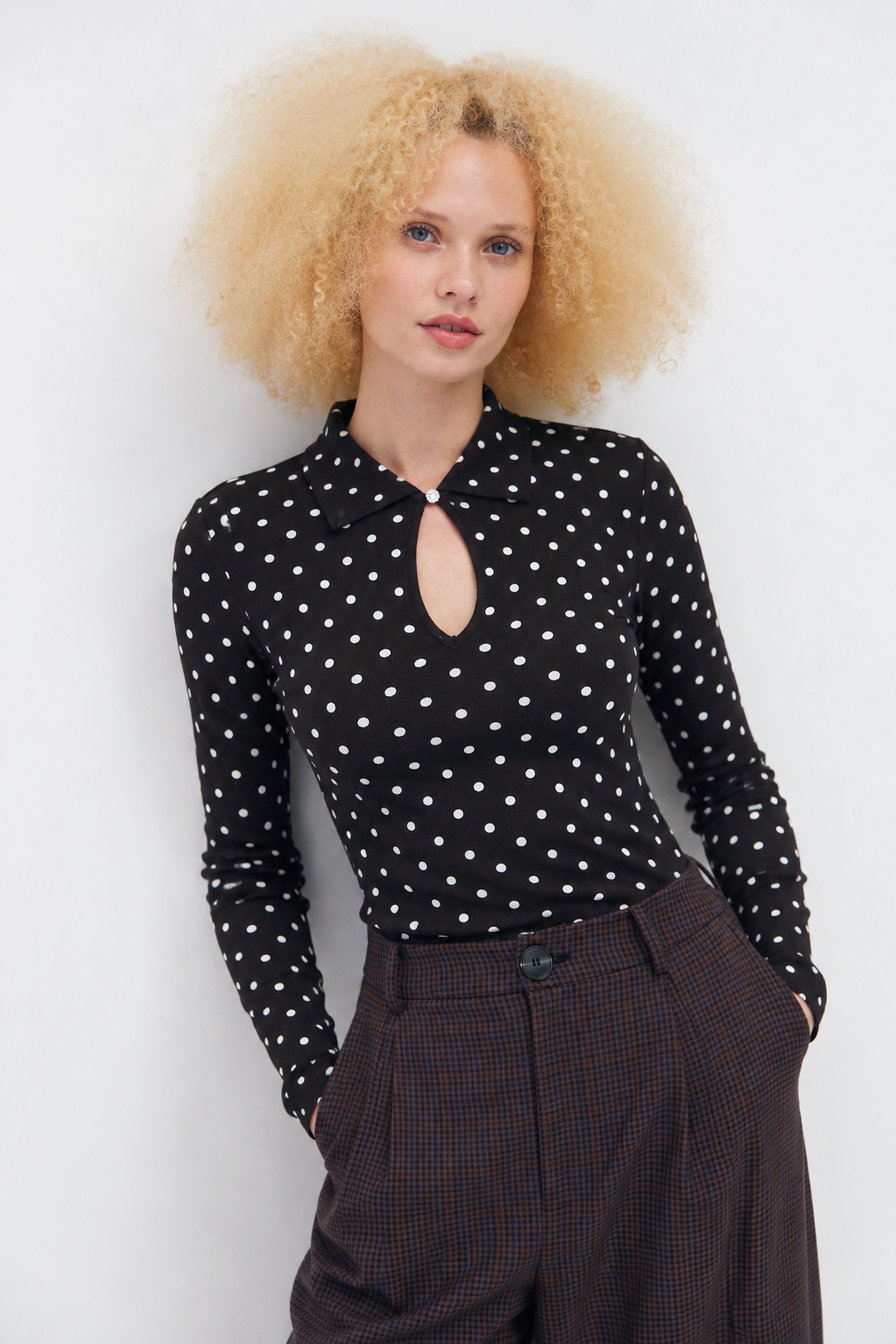 CRAS Elinecras Blouse Knit 8032 Black Dot
