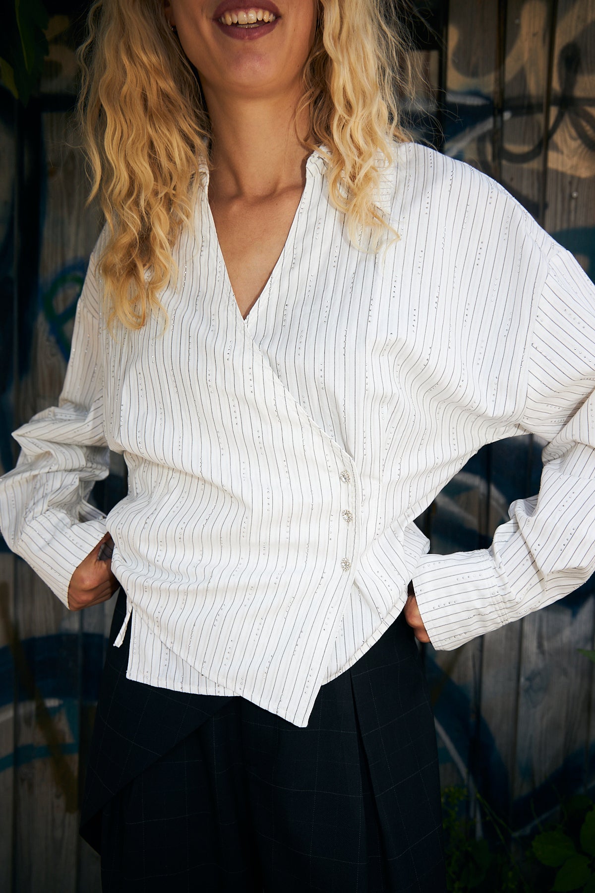 CRAS Esmecras Shirt Shirt White Stripe Sparkle