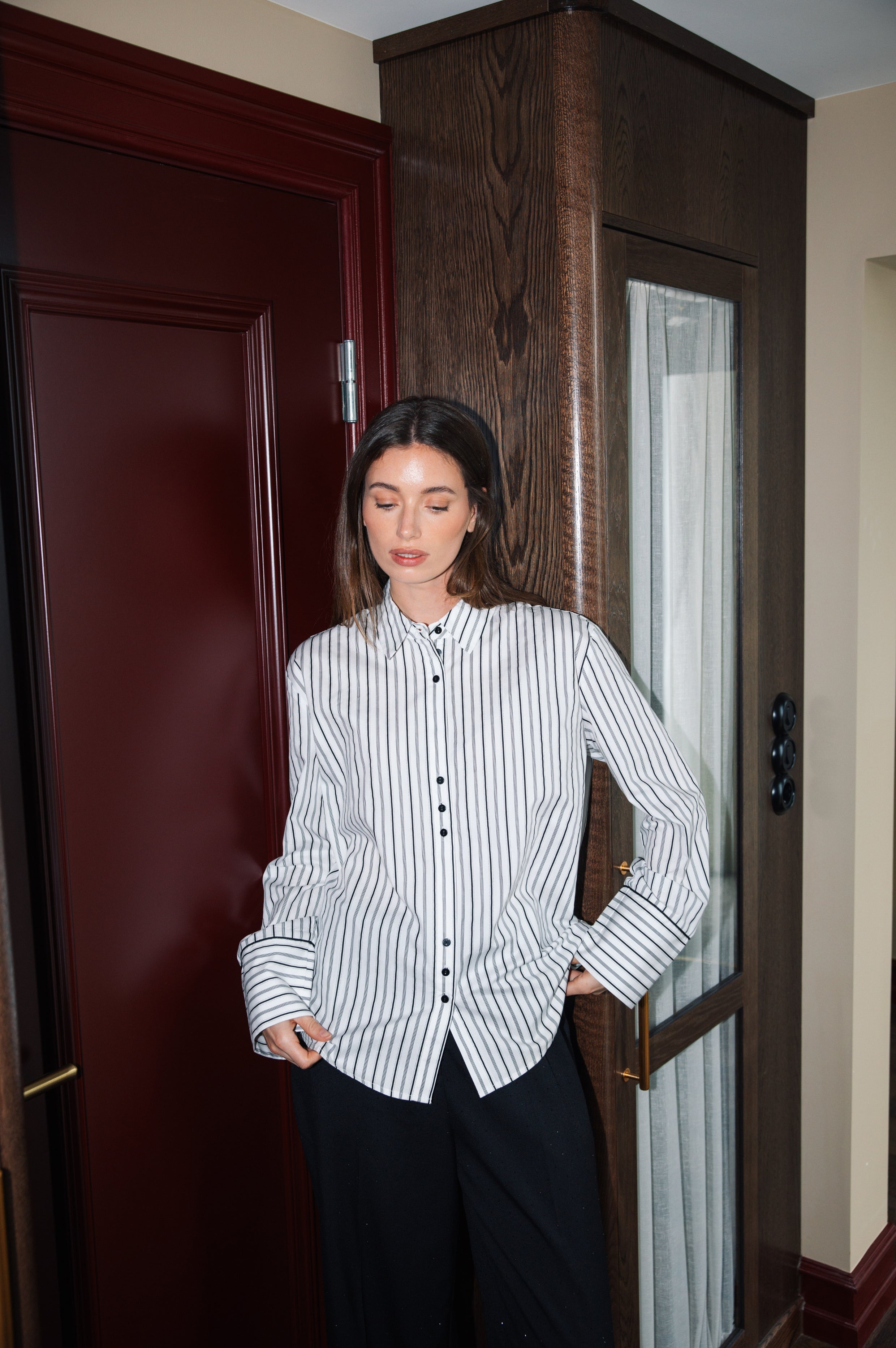 Cras Exclusive Ingeborgcras Shirt Shirt 8122 Black White Stripe