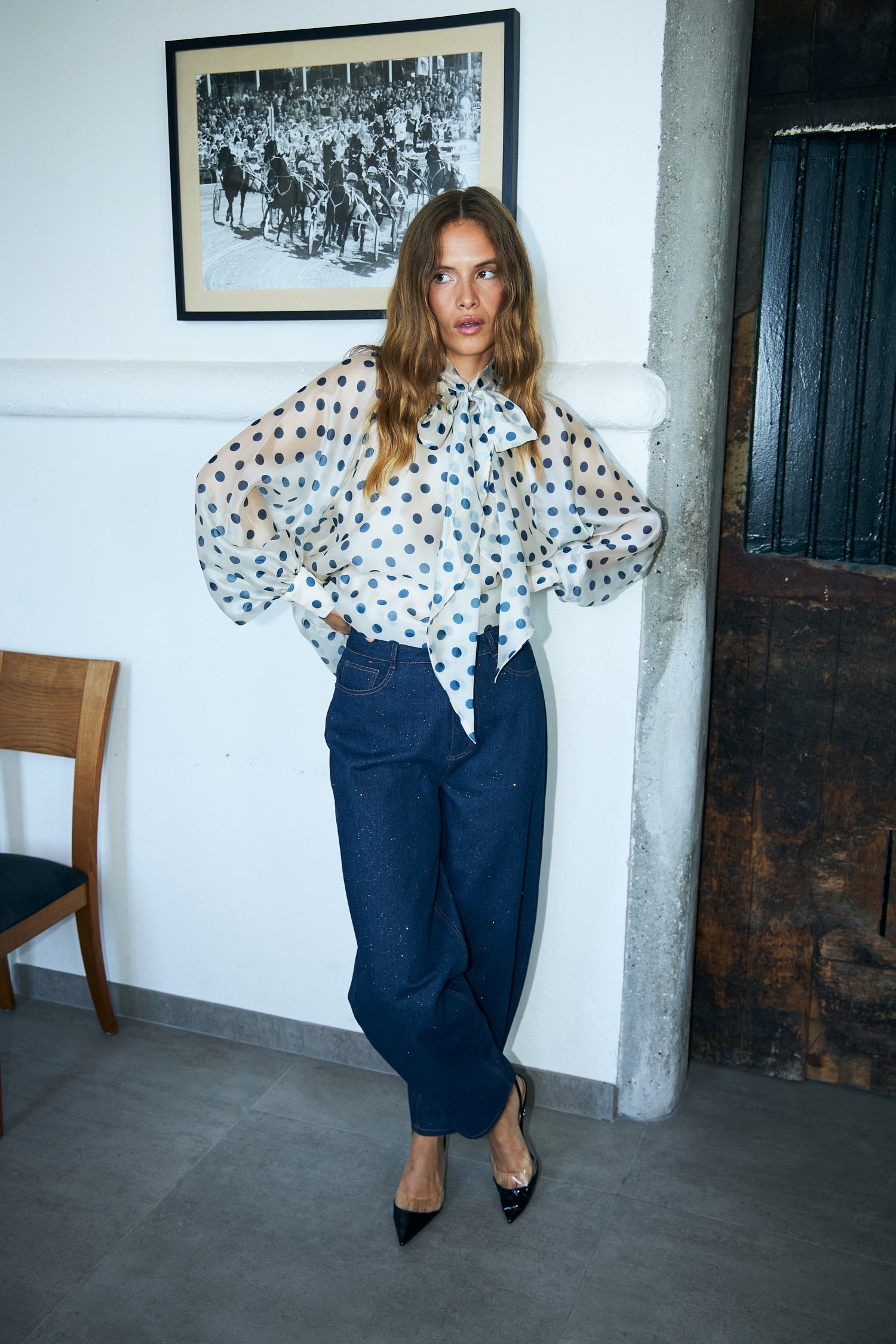 CRAS Jackiecras Blouse Blouse 8126 Navy Dots