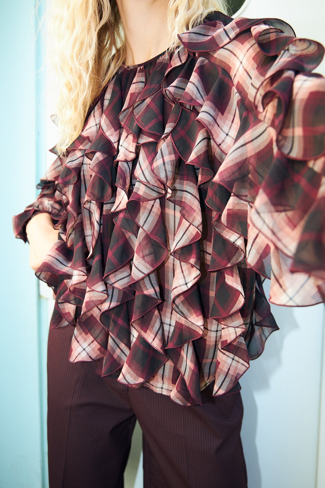CRAS Ryacras Blouse Blouse Bordeaux Check
