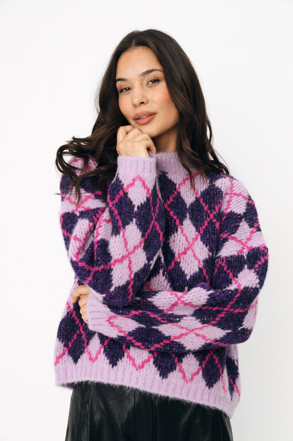 CRAS Skylarcras Pullover Knit 6014 Purple Argyle