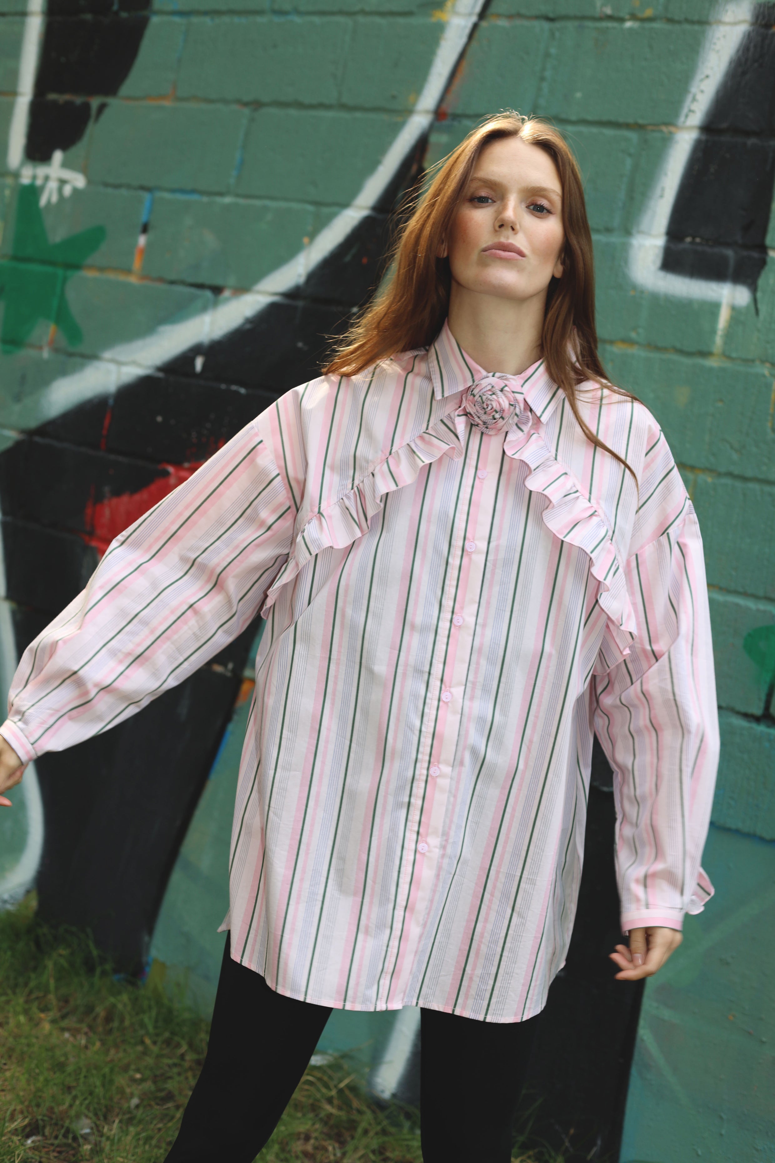 Cras Exclusive Bloomingcras Shirt Shirt 8068 Pink Green Stripe