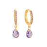 CRAS Jewellery CambridgeCras Earring Jewellery 18K Gold Plated Purple CZ