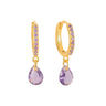 CRAS CambridgeCras Earring Jewellery 18K Gold Plated Purple CZ