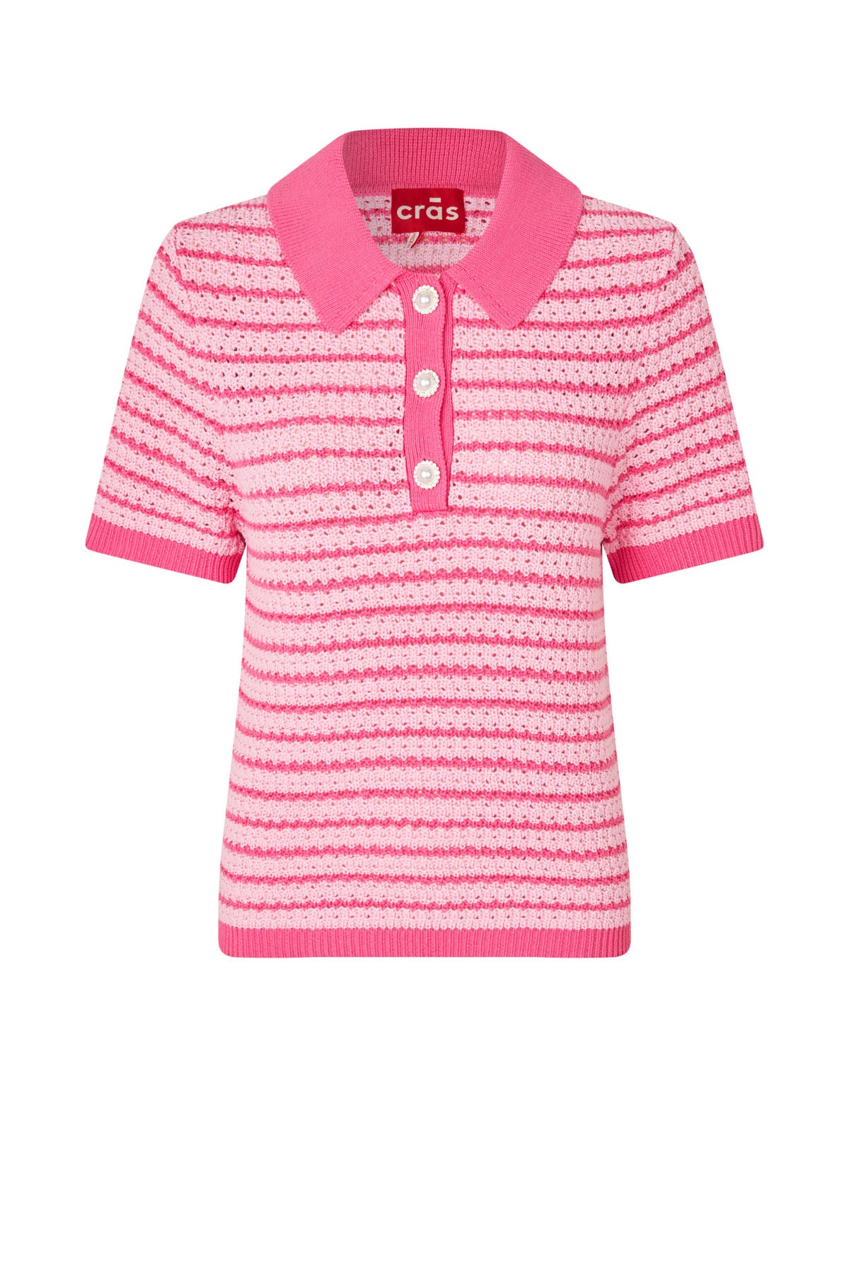 CRAS Charlescras Knit Blouse Knit 8070 Pink Stripe