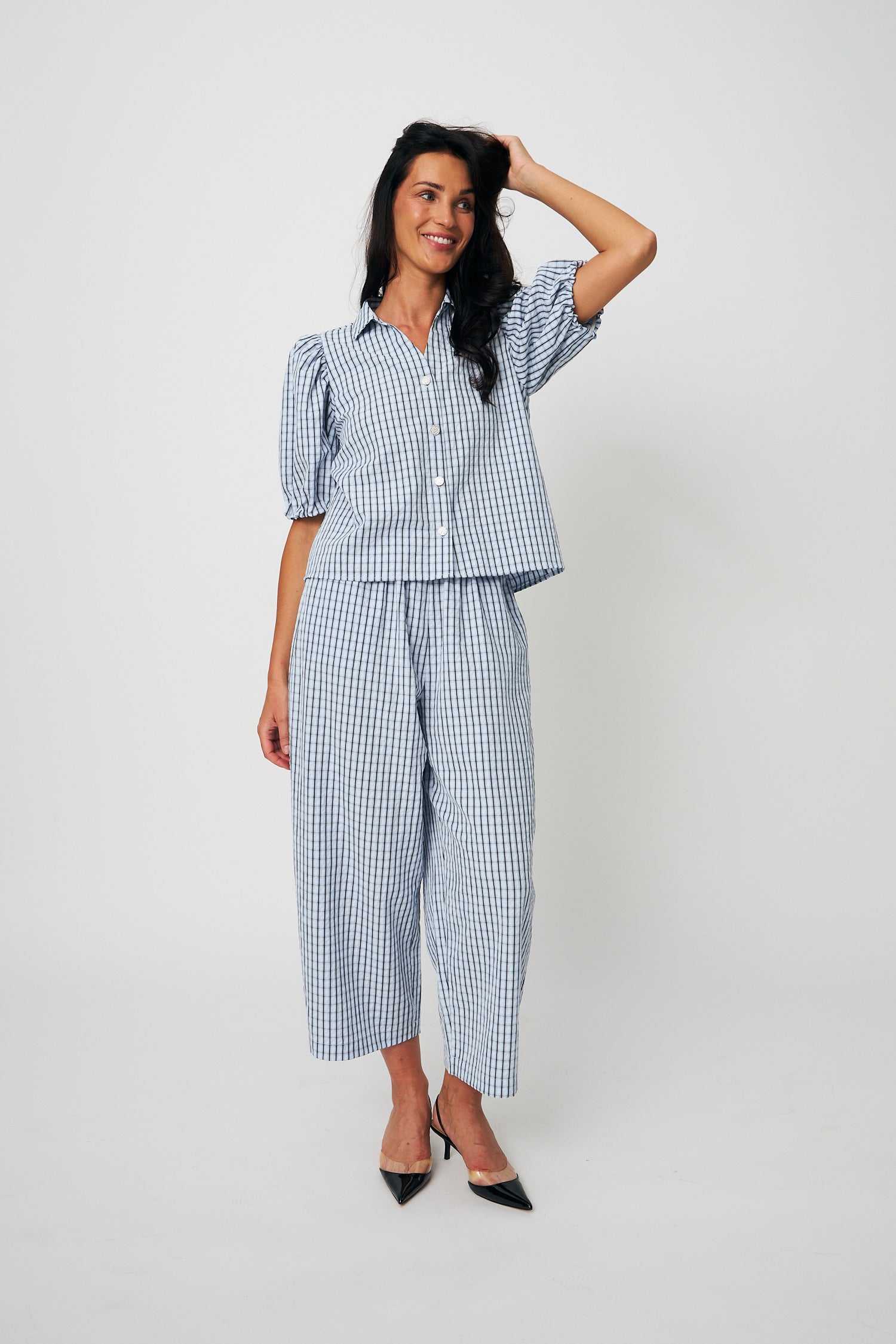 CRAS Flowercras Pants Pants 8152 Blue check