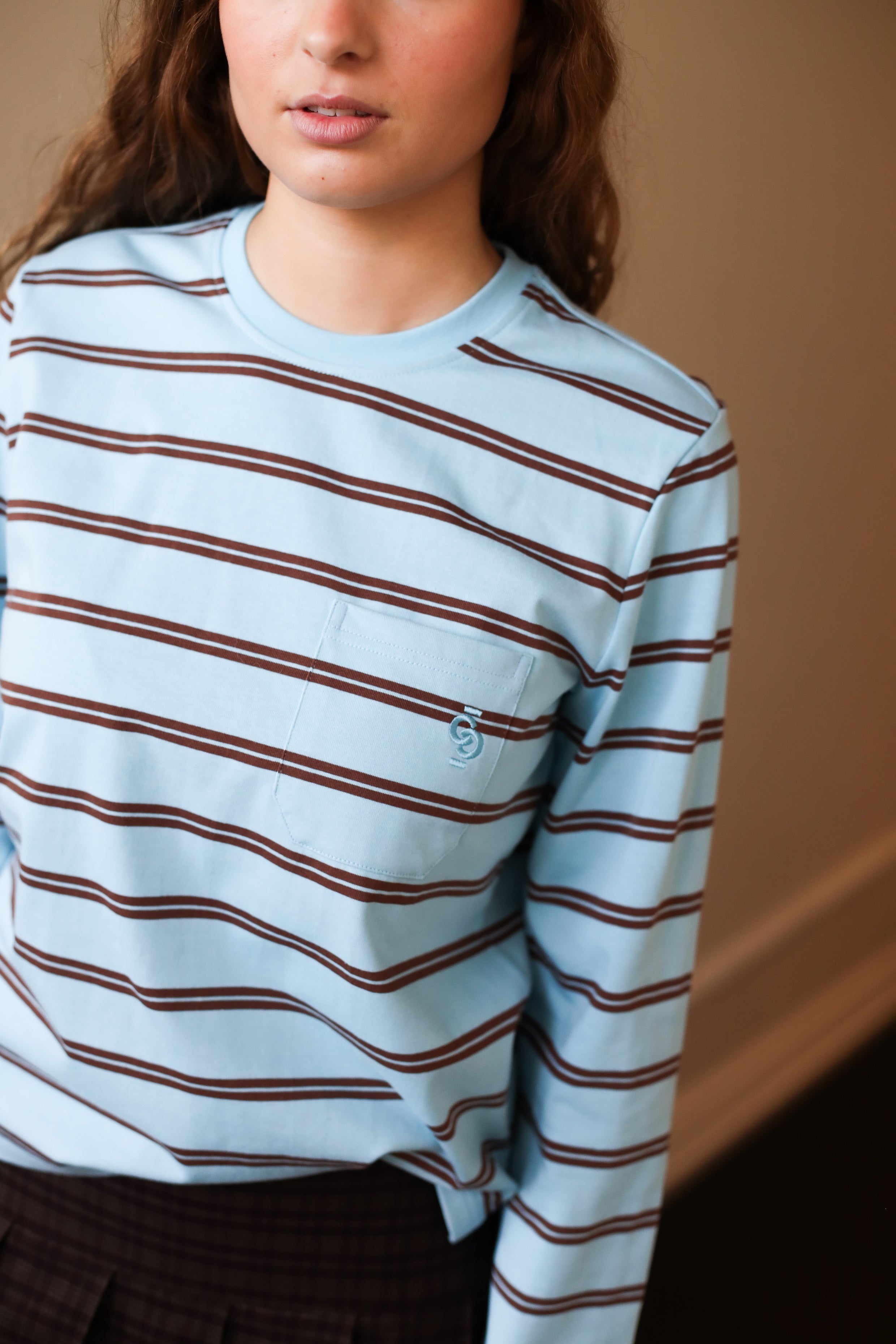 Cras Exclusive Janiscras Blouse Blouse 8117 Light Blue Brown Stripe