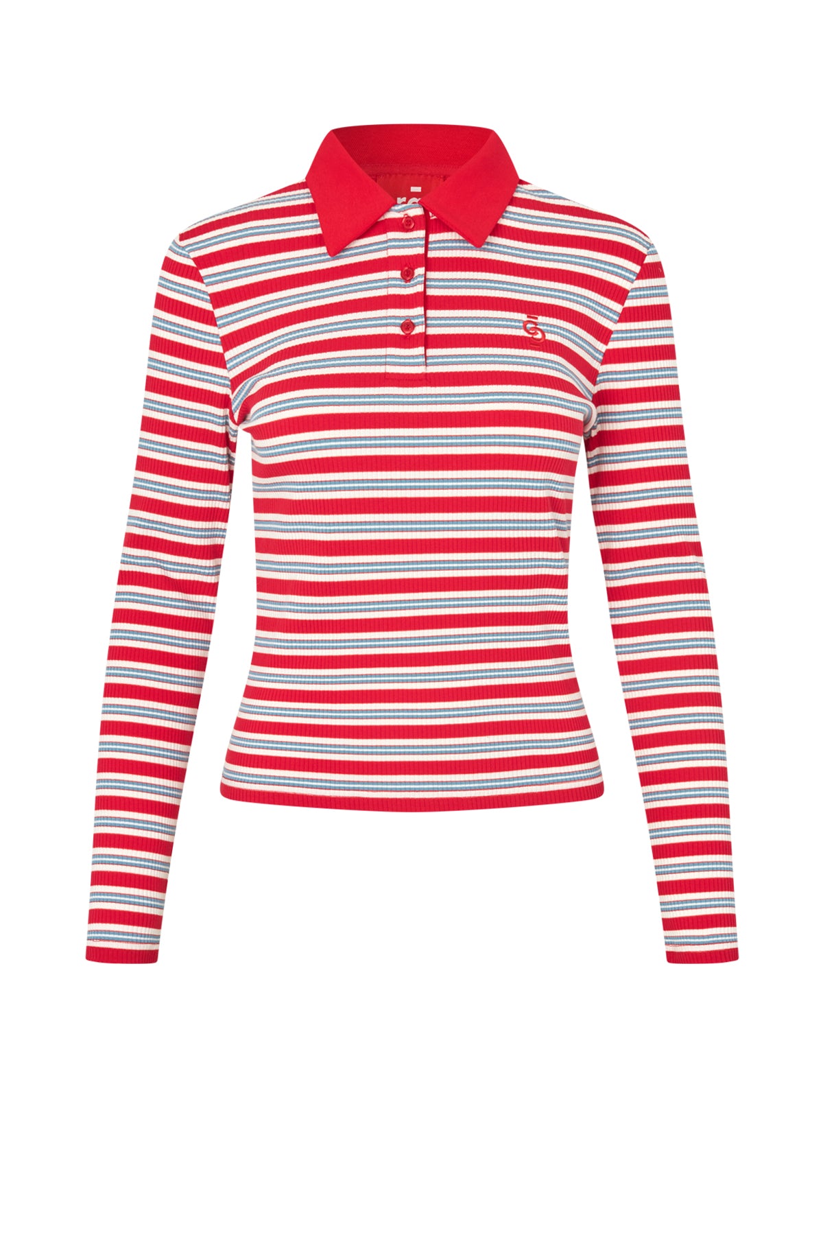 CRAS Lesliecras Polo Blouse Blouse 8148 Red Blue Stripe