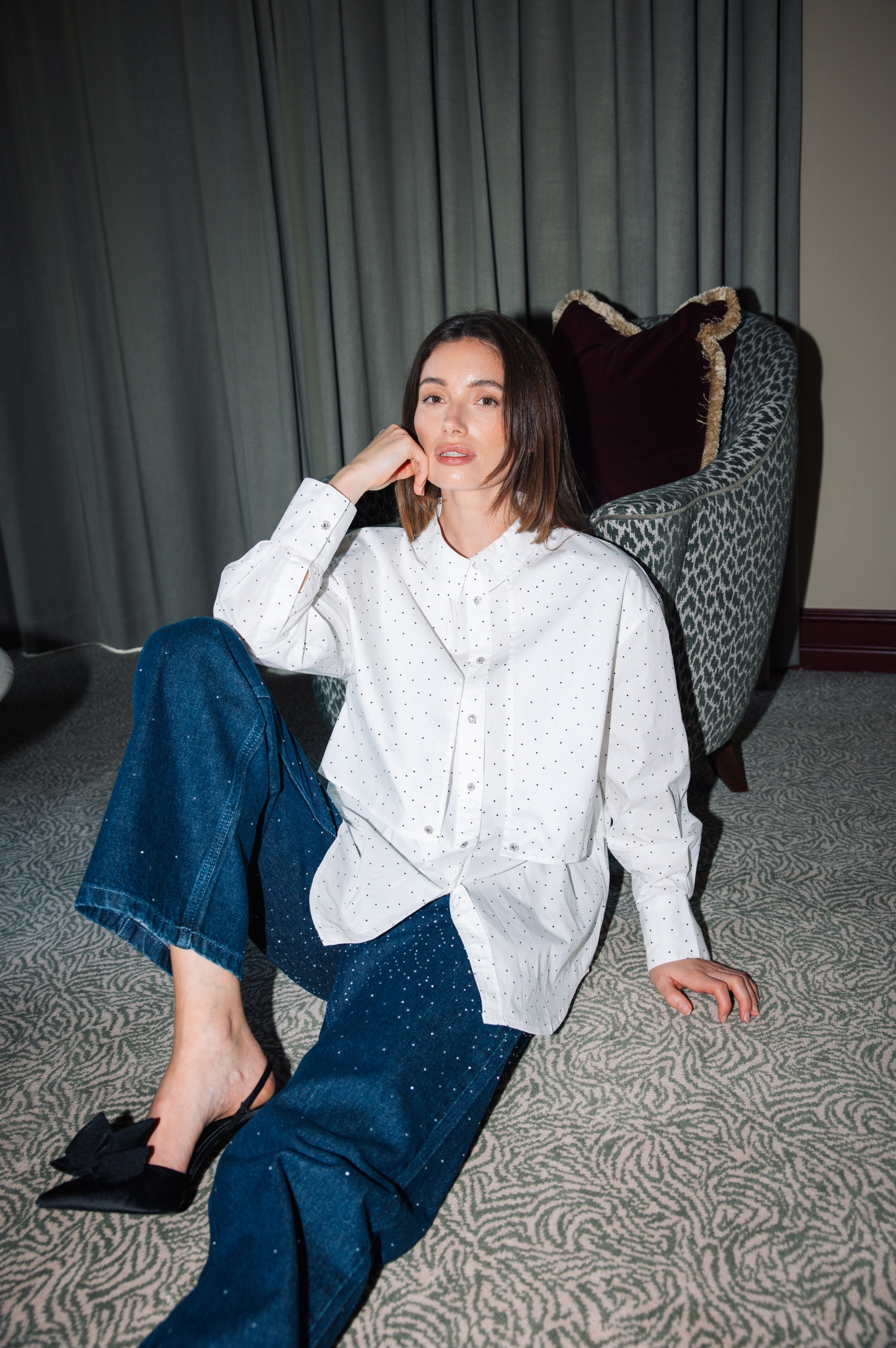 Cras Exclusive Olgacras Shirt Shirt White mini dot