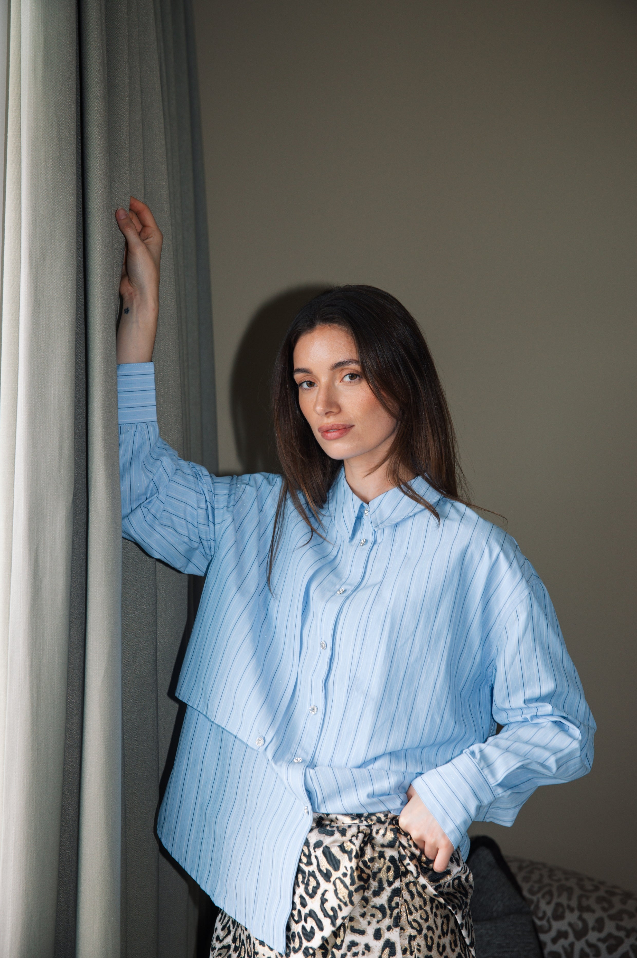 Cras Exclusive Olgacras Shirt Shirt 8061 Blue Stripe