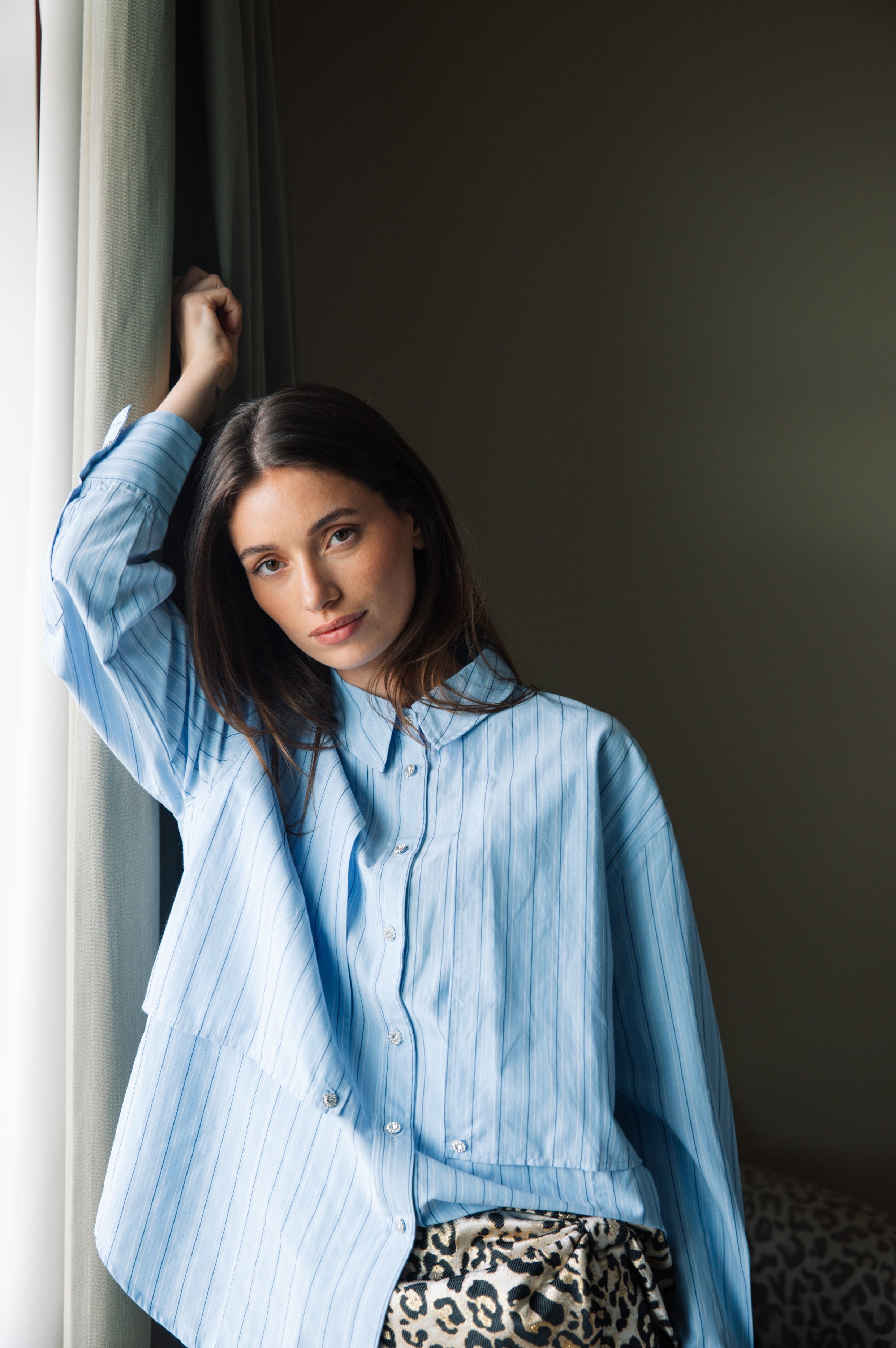 Cras Exclusive Olgacras Shirt Shirt 8061 Blue Stripe