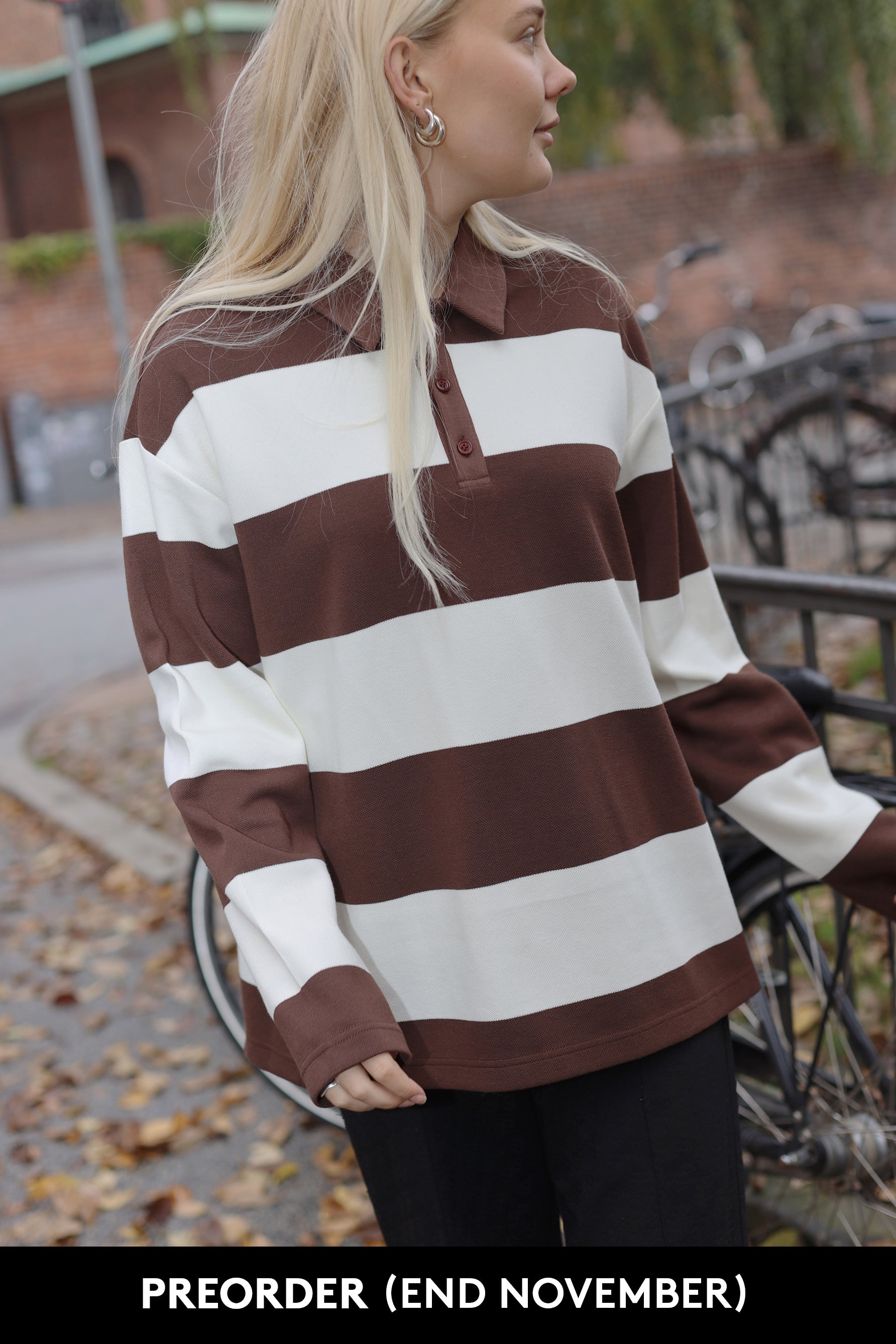 CRAS Polocras Blouse Blouse 8102 White Brown Stripe