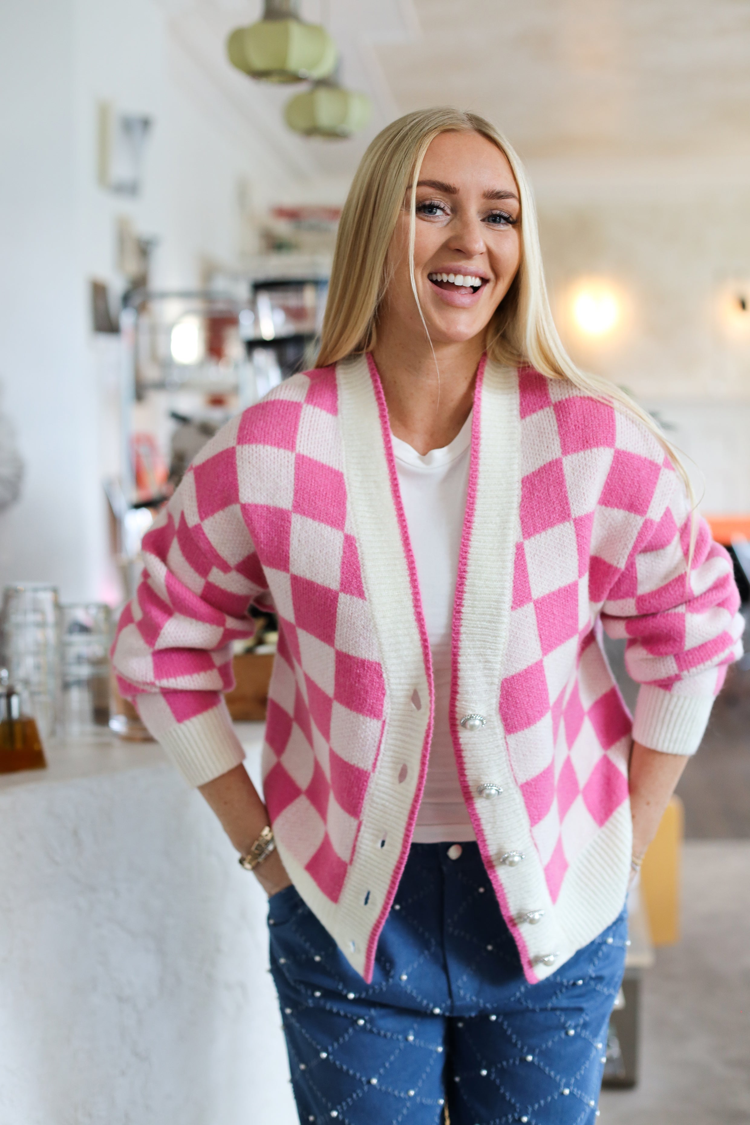 CRAS Rosittacras Cardigan Knit 8105 Prism Pink Check