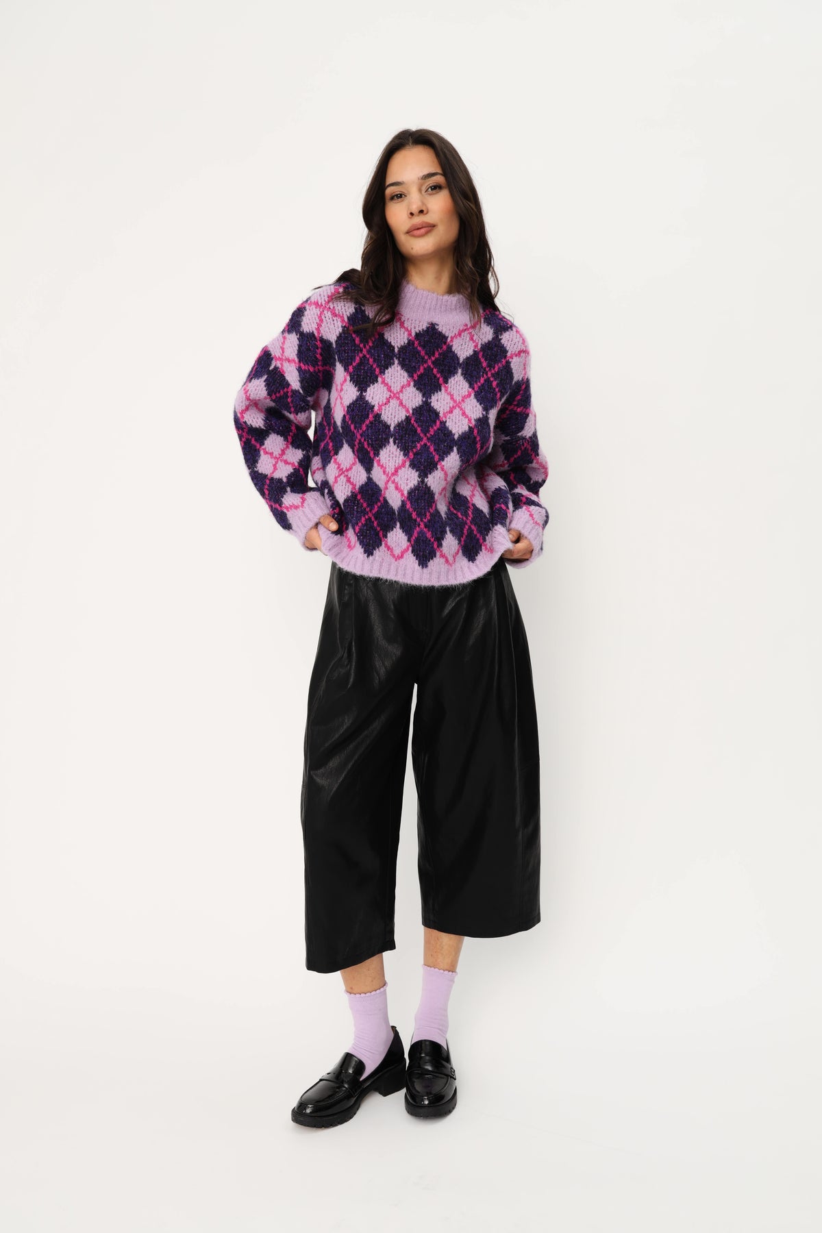 CRAS Skylarcras Pullover Knit 6014 Purple Argyle