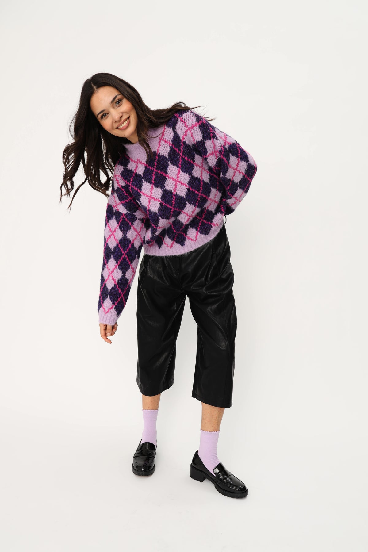 CRAS Skylarcras Pullover Knit 6014 Purple Argyle
