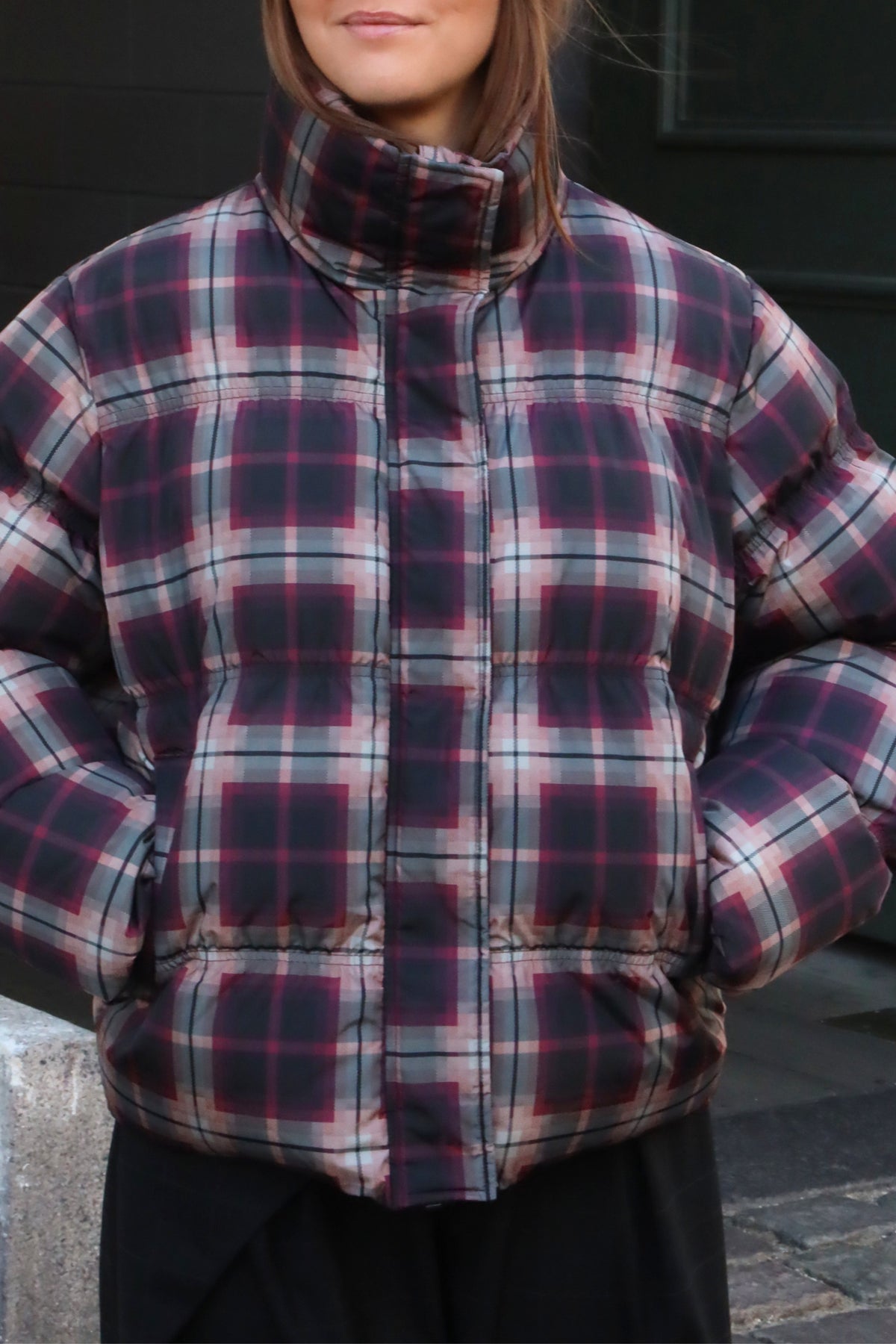 CRAS Valenciacras Puffer Jacket Jacket Bordeaux Check