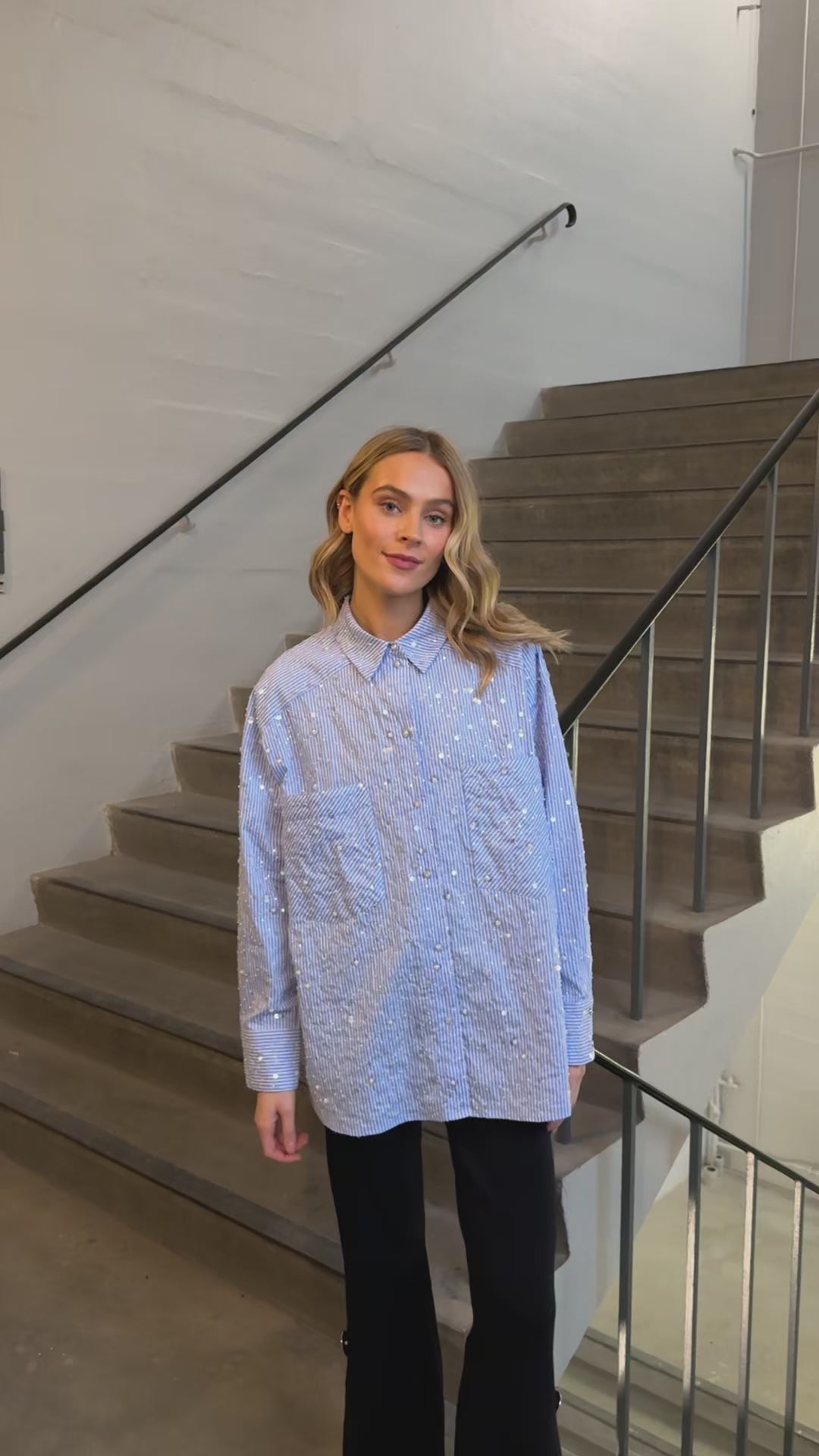 CRAS Elliecras Shirt Shirt 8125 Blue Sequin Stripe