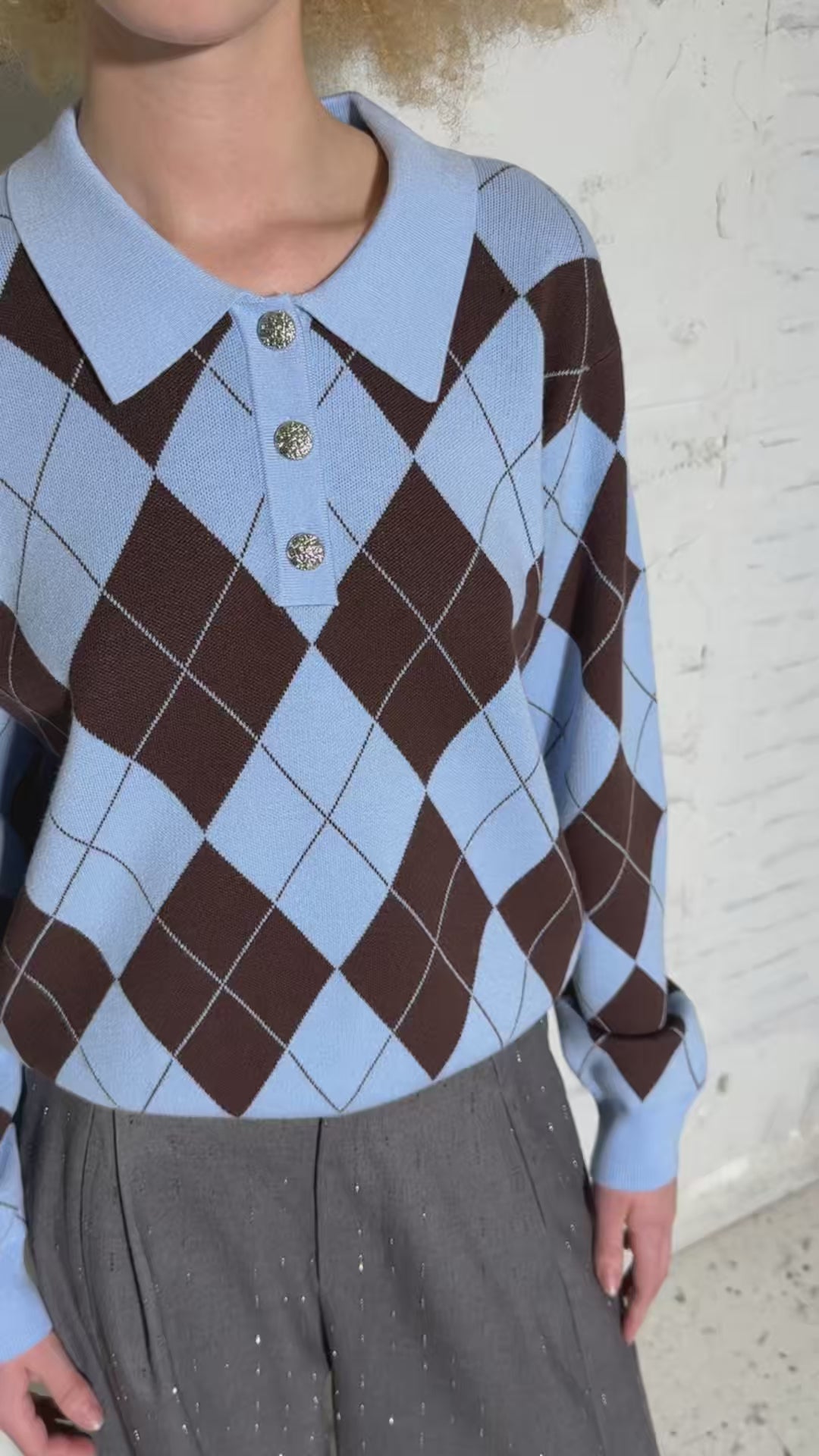 CRAS Lovemycras Pullover Pullover Blue Brown Checks