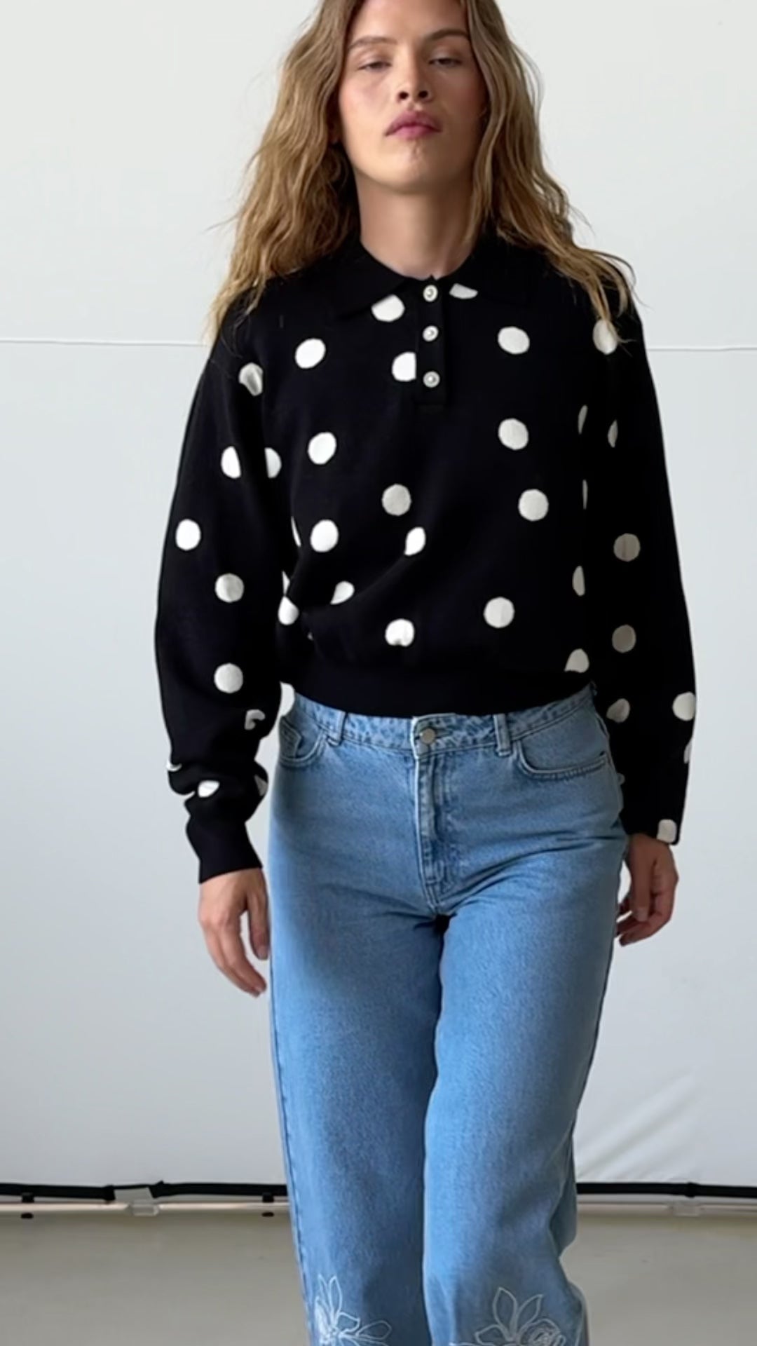 CRAS Lovemycras Pullover Knit 8123 Black White Dot