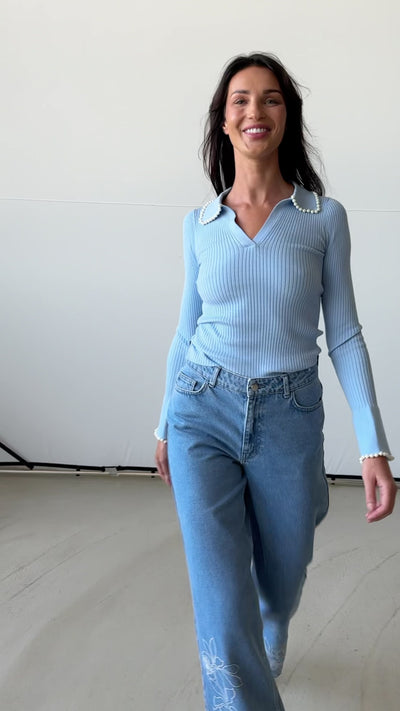 CRAS Alyssacras Blouse Knit 7033 Light blue